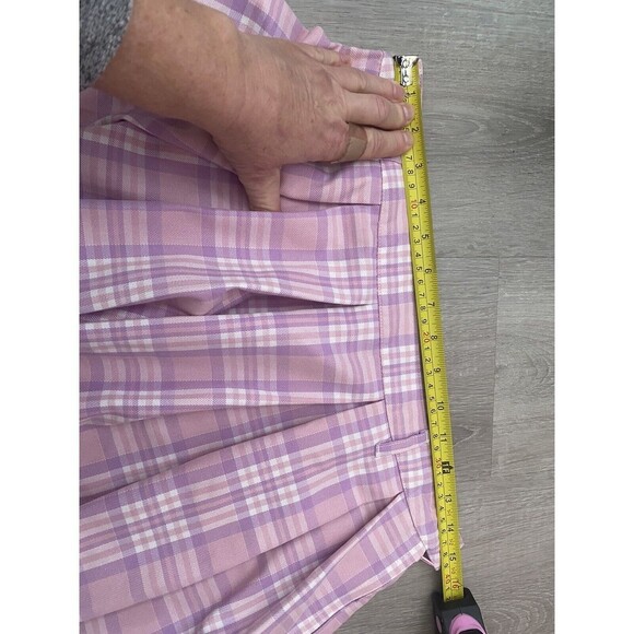 Coquette Y2k Style Sexy Schoolgirl Plaid Skater Skirt Pink Purple Pleat Sz 6 - Picture 7 of 9